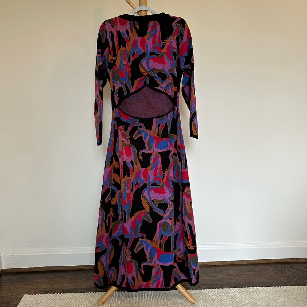 FARM Rio Wild Horses Long Sleeve Sweater Dress - NWOT - Picture 2 of 4